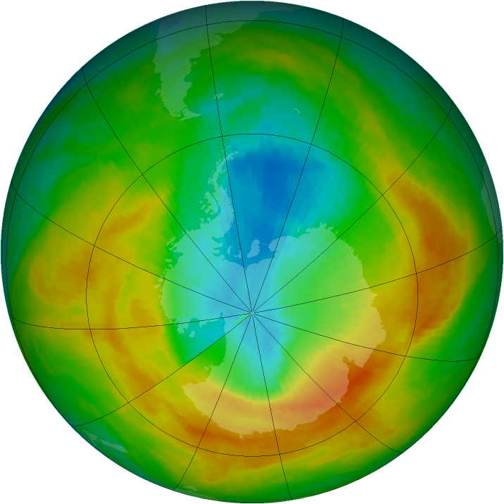 Antarctic ozone map for 09 November 1988